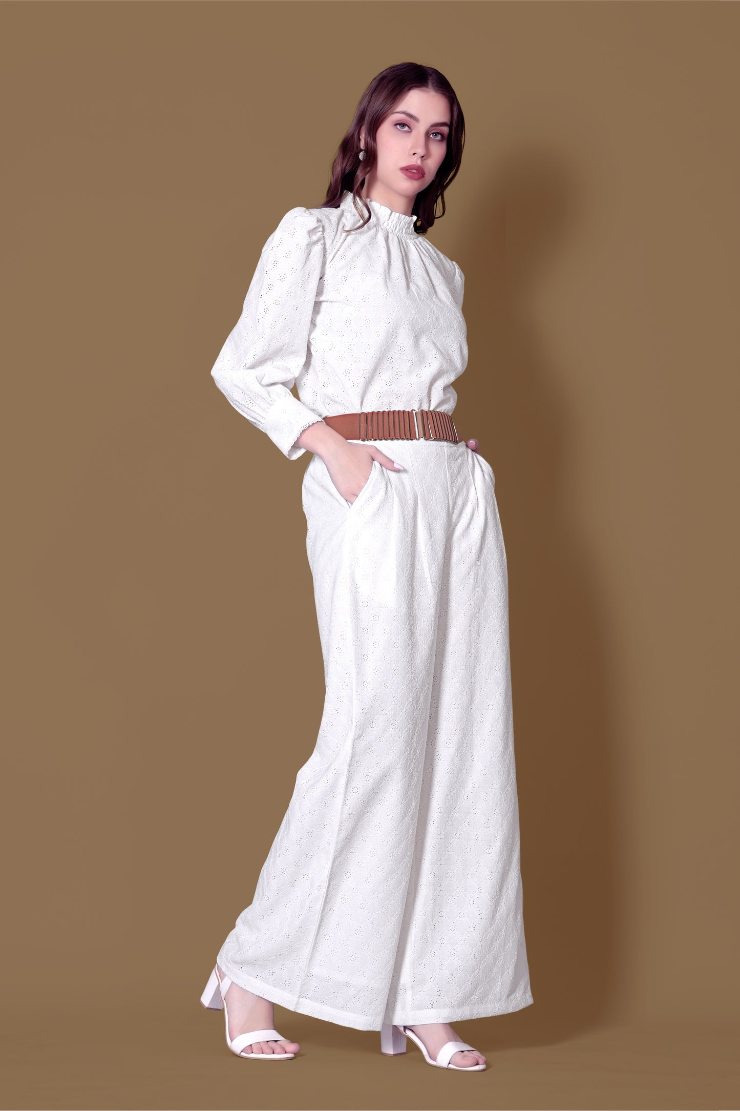 White Grace Schiffli Top
